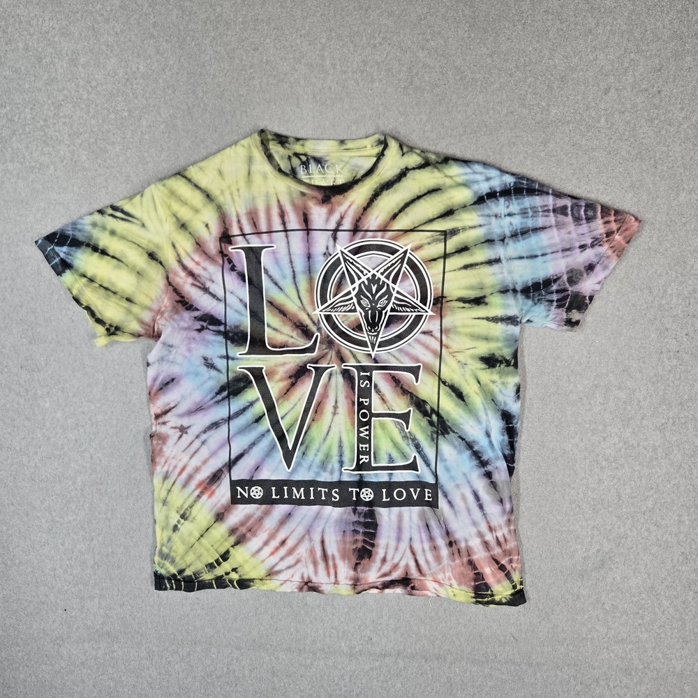 Black Craft Men Shirt M Yellow Tie Dye Occult No Limits To Love Short Sleeve Tee